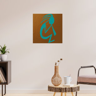 Affiche Belle peinture Turquoise Kokopelli
