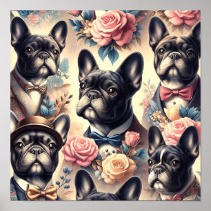 Affiche Belle peinture Vintage de Bulldog