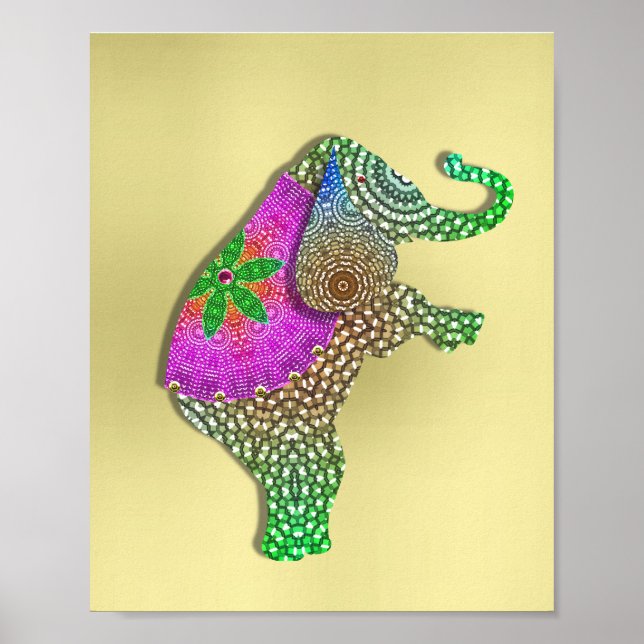 Affiche Belle photo décorée d'éléphant indien (Devant)