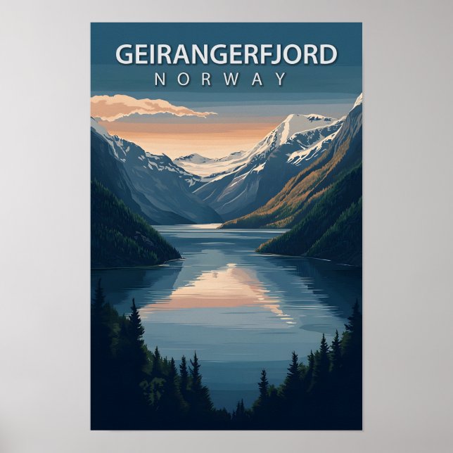 Affiche Belle Place Geirangerfjord Norvège Voyage (Devant)