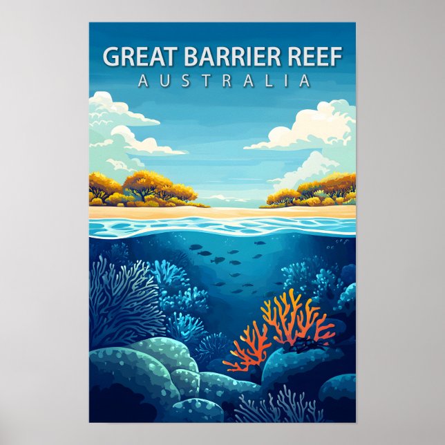 Affiche Belle Place Great Barrier Reef Ausie Travel (Devant)
