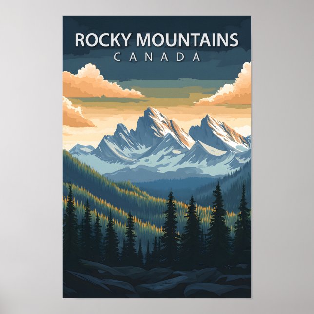 Affiche Belle Place Montagnes Rocheuses Canada Voyage (Devant)