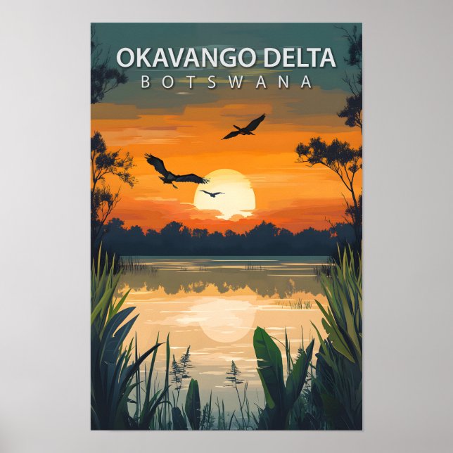 Affiche Belle Place Okavango Delta Botswana Travel (Devant)