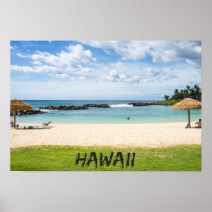 Affiche Belle plage Hawaii Sun Sand & Green Paradise