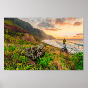 Affiche Belle plage Hawaii   Sun Sand & Green Paradise