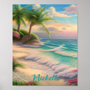 Affiche Belle Plage Ocean Waves Sea Shells