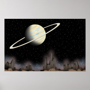 Affiche Belle planète debout dans l'espace extra-atmosphér