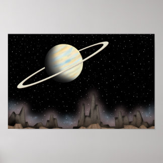 Affiche Belle planète debout dans l'espace extra-atmosphér