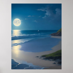 Affiche Belle Pleine lune Ocean Art