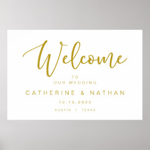 Affiche Belle police moderne dorée, Bienvenue au mariage