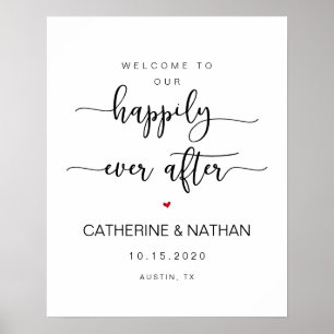Affiche Belle police moderne noire, Bienvenue au mariage