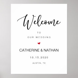 Affiche Belle police moderne noire, Bienvenue au mariage