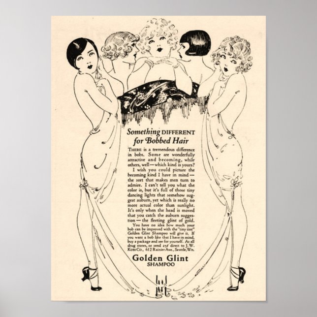 Affiche Belle publicité au shampooing des années 1920 (Devant)