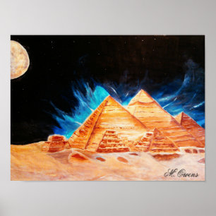 Affiche Belle Pyramides égyptiennes Peinture acrylique