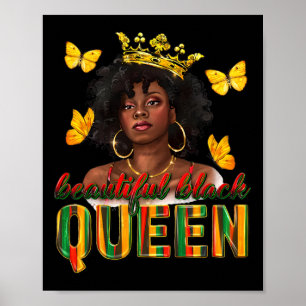 Affiche Belle Reine Noire séchant Afro Melanin Junete