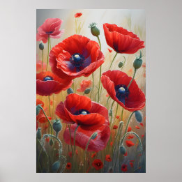 Affiche Belle Romantique Fleurs de Pavot Fleurs de fleurs