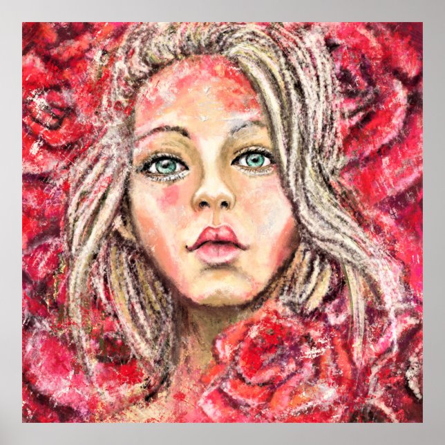 Affiche Belle Rose Girl Art - Peinture originale (Devant)