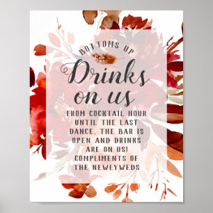 Affiche Belle Rustique Florale encadrée Open Bar Panneau T