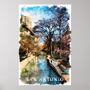 Affiche Belle San Antonio Texas Vintage City