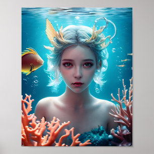 Affiche Belle Sirène Sous L'Eau