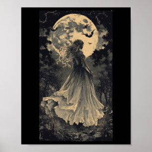 Affiche Belle Sorcière Imaginaire gothique Vampire Lune