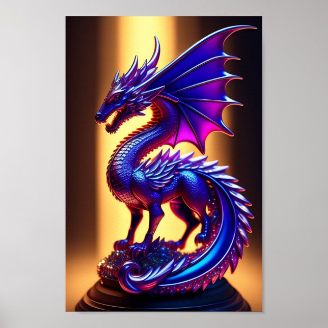 Affiche Belle Statue Dragon En Verre Violet (Devant)