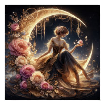 Belle Steampunk Woman sur la Lune