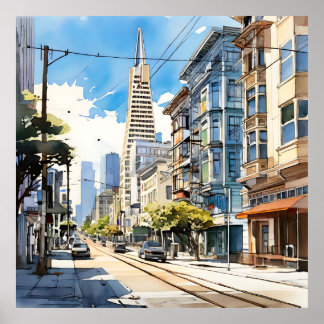 Affiche Belle stylo et croquis d'encre de San Francisco