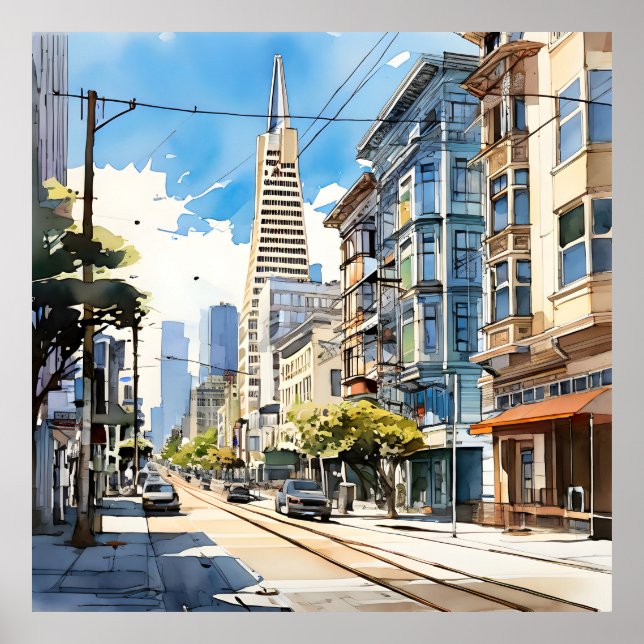 Affiche Belle stylo et croquis d'encre de San Francisco (Devant)