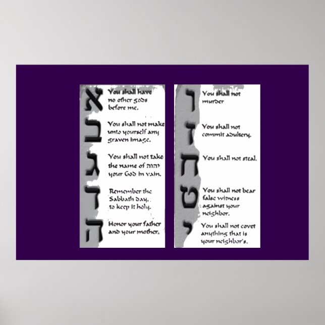 Affiche Belle Tapisserie des Dix Commandements Hébreux (Devant)