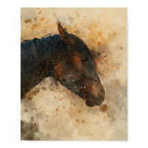 belle tête de cheval aquarelle peinture