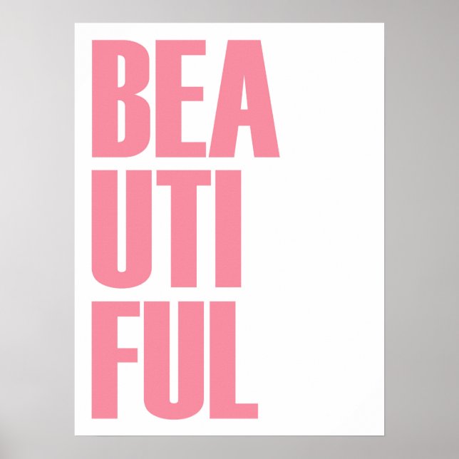 Affiche Belle Typographie Minimaliste Rose (Devant)
