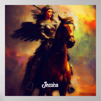 Affiche Belle Valkyrie à cheval