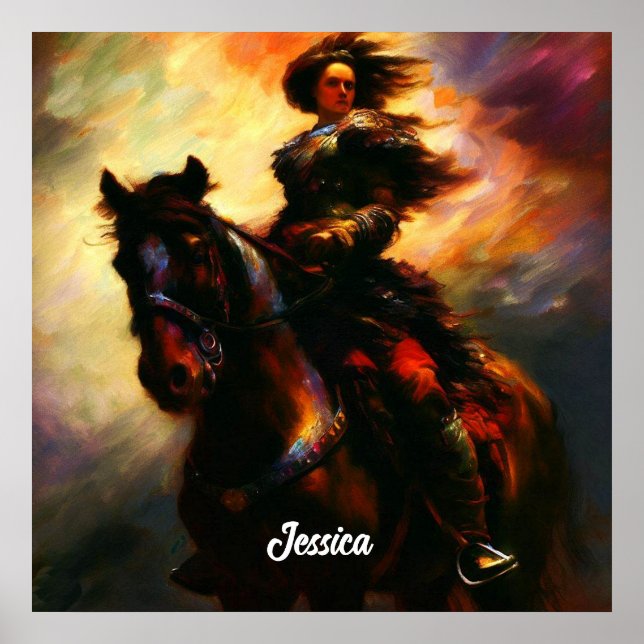 Affiche Belle Valkyrie à cheval (Devant)