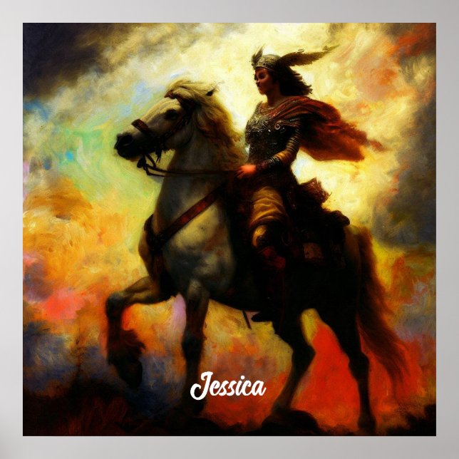 Affiche Belle Valkyrie à cheval (Devant)