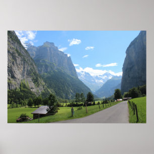 Affiche Belle vallée de Lauterbrunnen, Suisse