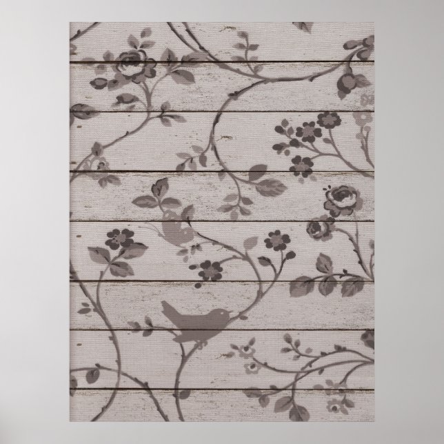 Affiche Belle vintage élégante papillons floraux (Devant)