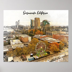 Affiche Belle vue de la ville de Sacramento en Californie