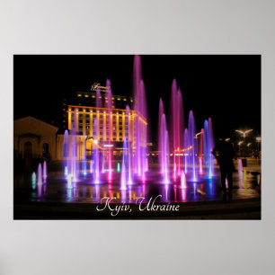 Affiche Belle vue nocturne Kiev Ukraine