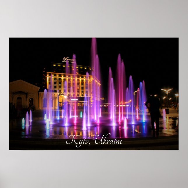 Affiche Belle vue nocturne Kiev Ukraine (Devant)