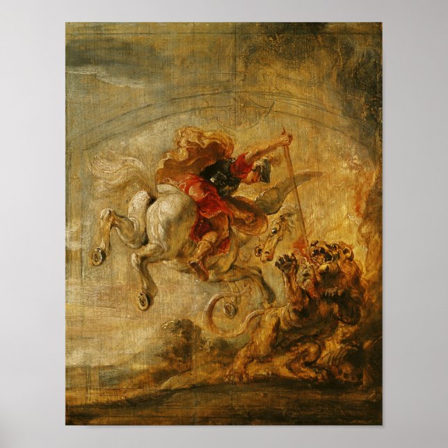 Affiche Bellerophon Riding Pegasus Combattre la Chimera (Devant)