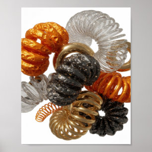 Affiche Belles attaches pour cheveux ORANGE ET OR ARGENTÉ