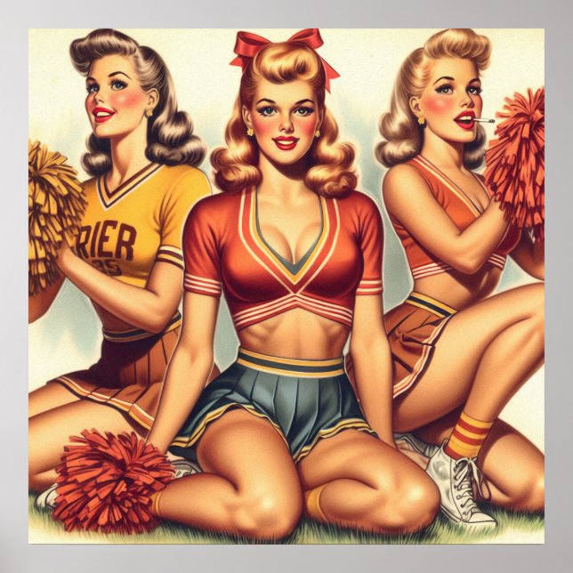 Affiche Belles Cheerleaders vintages (Devant)