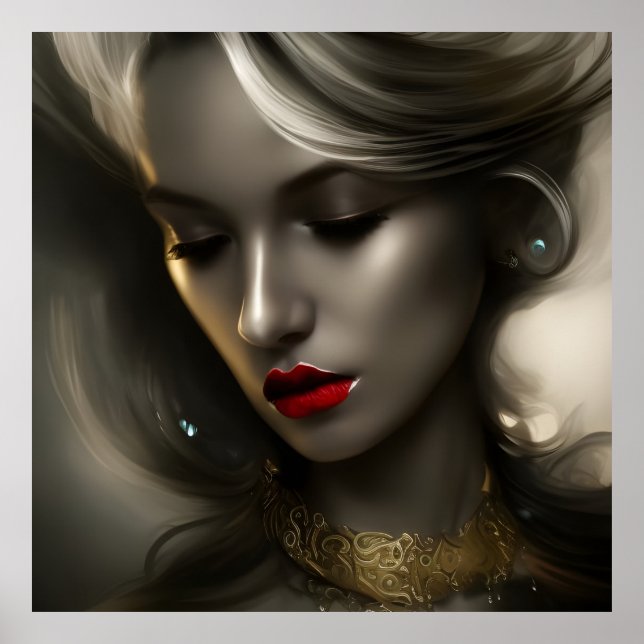 Affiche Belles femmes blondes bronze doré avec des lèvres  (Devant)