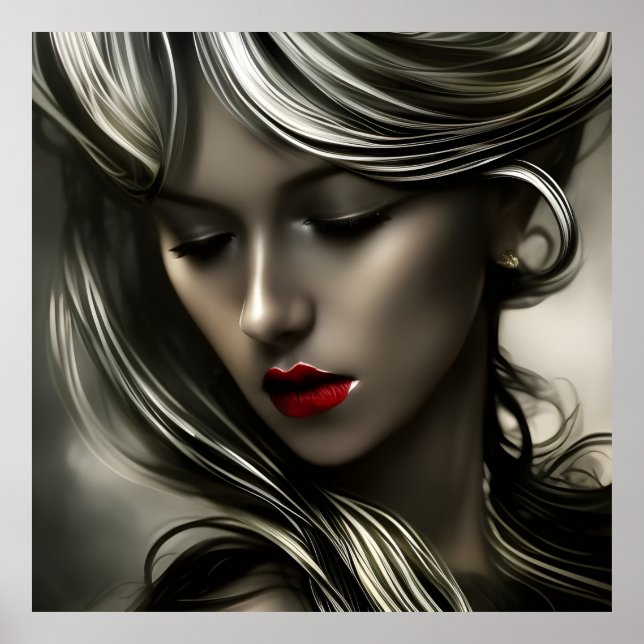 Affiche Belles femmes blondes bronze doré avec des lèvres  (Devant)