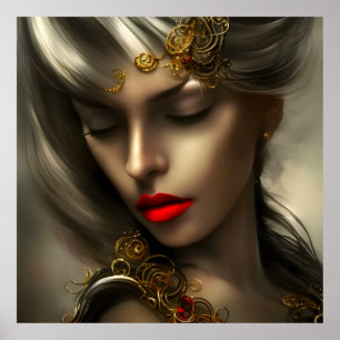 Affiche Belles femmes blondes dorées avec des bijoux aux l