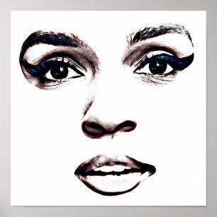 Affiche Belles femmes noires visage lèvres yeux art