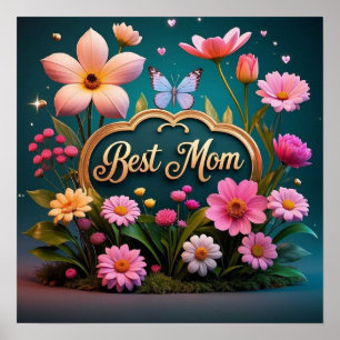 Affiche Belles fleurs de jour de mère de glam