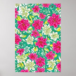 Affiche Belles fleurs de lys violet et blanc