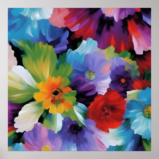 Affiche Belles Fleurs Peintes (Devant)